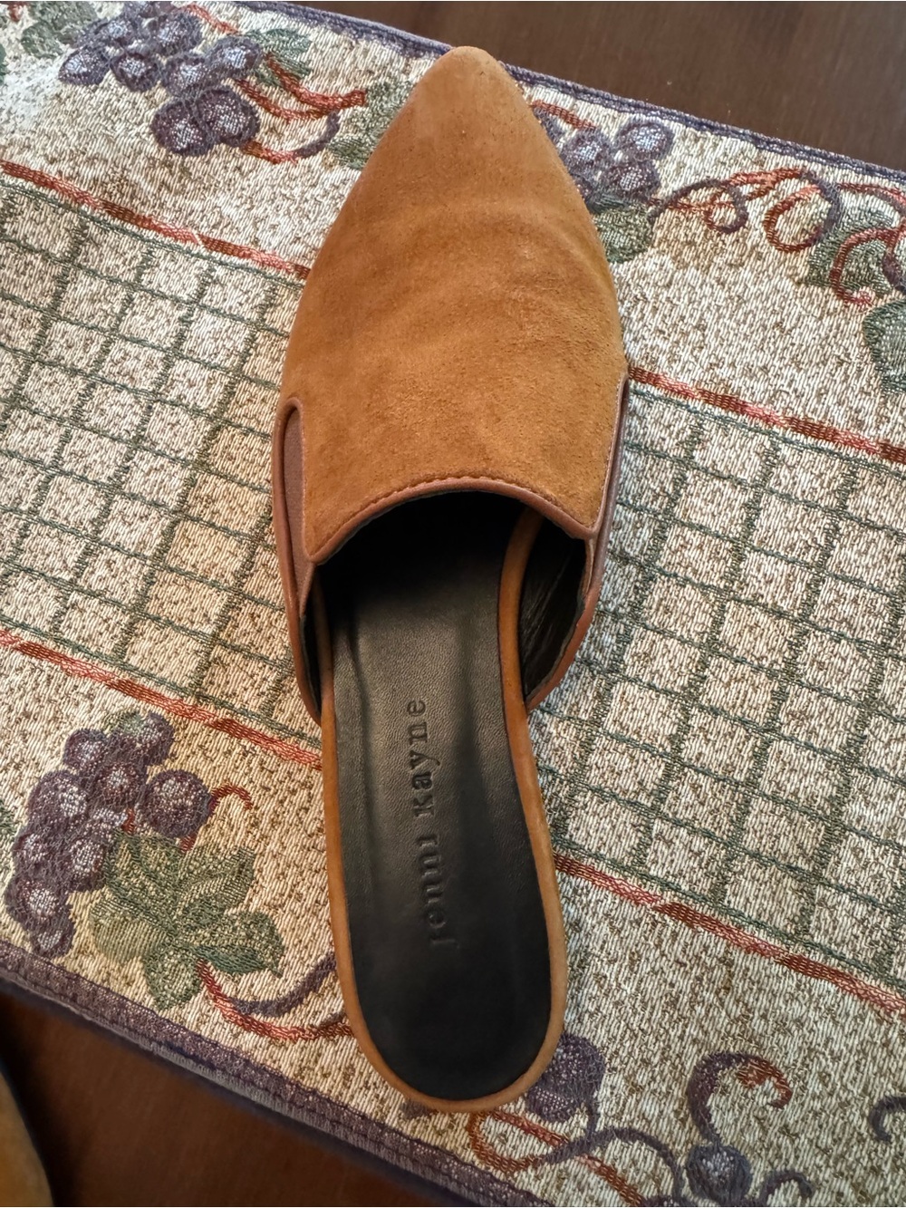 Jenni Kayne Pointed Suede Slip-On Mules in Rust - Picture 5 of 6